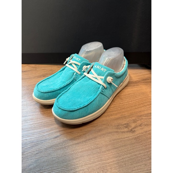 Ariat Shoes - Ariat Hilo Turquoise Blue Corduroy Loafers Moc Toe Slip On Shoes Womens Size 10B